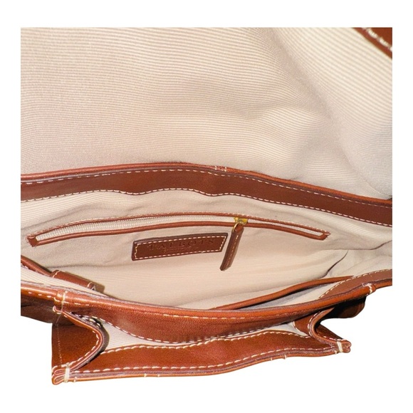 Talbots Brown Leather  Bag with Embossed Logo - Picture 7 of 7